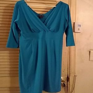 Vneck Turquoise Casual Dress